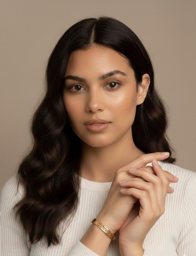 Unisex Classic Roman Bangle Type Kada-Gold ABDB2039